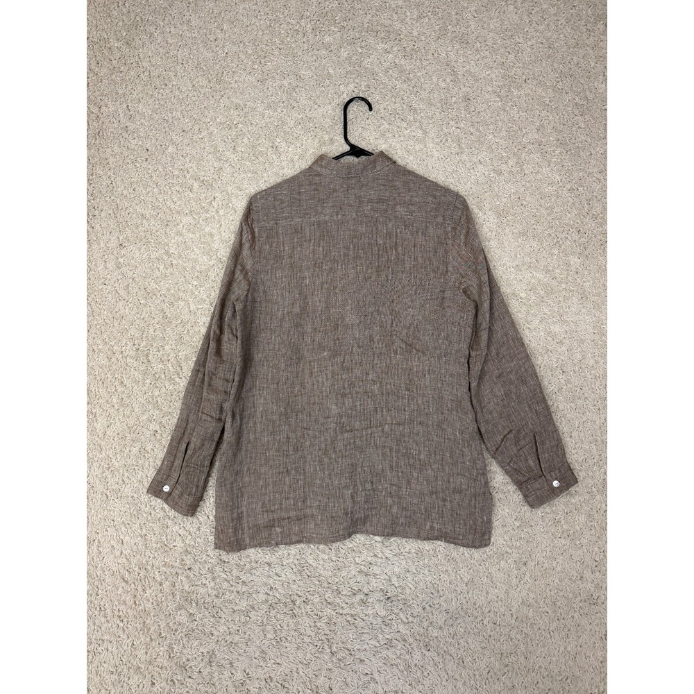 J. Jill Love Linen Essential Shirt Womens S Brown Button Down Long Sleeve Casual - Picture 7 of 8